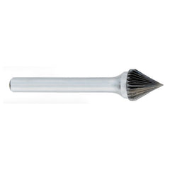 ‎SJ-1 -6mm × 60mm LOC × 6mm Shank × 50mm OAL 60 Degree Cone Carbide Medium Right Hand Spiral Burr - Exact Industrial Supply