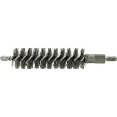 Brush Research Mfg. - 19/32" Diam Helical Stainless Steel Tube Brush - Single Spiral, 0.004" Filament Diam, 2" Brush Length, 2-9/16" OAL, 0.14" Diam Galvanized Steel Shank - Exact Industrial Supply