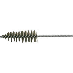 Brush Research Mfg. - 1-11/16" Diam Helical Steel Tube Brush - Single Spiral, 0.012" Filament Diam, 5" Brush Length, 10-1/2" OAL, 0.292" Diam Galvanized Steel Shank - Exact Industrial Supply