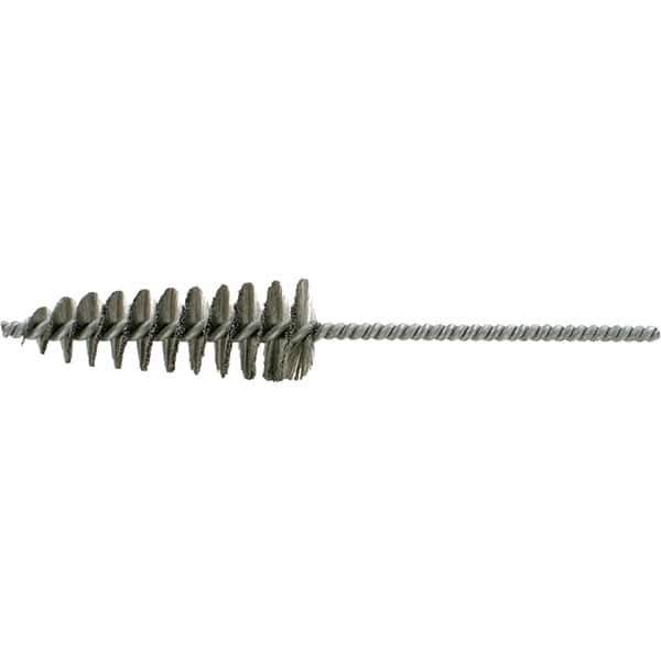 Brush Research Mfg. - 1-5/8" Diam Helical Stainless Steel Tube Brush - Single Spiral, 0.006" Filament Diam, 4-1/2" Brush Length, 10" OAL, 0.292" Diam Galvanized Steel Shank - Exact Industrial Supply