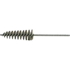 Brush Research Mfg. - 1-5/8" Diam Helical Stainless Steel Tube Brush - Single Spiral, 0.006" Filament Diam, 4-1/2" Brush Length, 10" OAL, 0.292" Diam Galvanized Steel Shank - Exact Industrial Supply