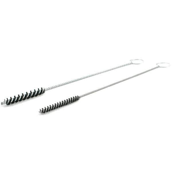 Brush Research Mfg. - 5/16" Diam Helical Nylon Tube Brush - Single Spiral, 0.008" Filament Diam, 2" Brush Length, 10" OAL, Galvanized Steel Shank - Exact Industrial Supply