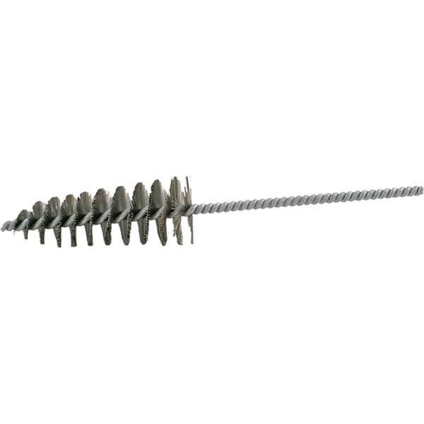 Brush Research Mfg. - 1-3/4" Diam Helical Steel Tube Brush - Single Spiral, 0.012" Filament Diam, 4-1/4" Brush Length, 10" OAL, 0.292" Diam Galvanized Steel Shank - Exact Industrial Supply