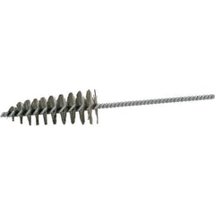 Brush Research Mfg. - 1-3/4" Diam Helical Steel Tube Brush - Single Spiral, 0.012" Filament Diam, 4-1/4" Brush Length, 10" OAL, 0.292" Diam Galvanized Steel Shank - Exact Industrial Supply