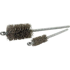Brush Research Mfg. - 3-1/2" Diam Helical Nylon Tube Brush - Double Spiral, 0.035" Filament Diam, 4" Brush Length, 10" OAL, 0.22" Diam Galvanized Steel Shank - Exact Industrial Supply