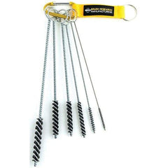 Brush Research Mfg. - 7/16" Diam Helical Stainless Steel Tube Brush - Single Spiral, 0.004" Filament Diam, 3" Brush Length, 10" OAL, 0.168" Diam Galvanized Steel Shank - Exact Industrial Supply