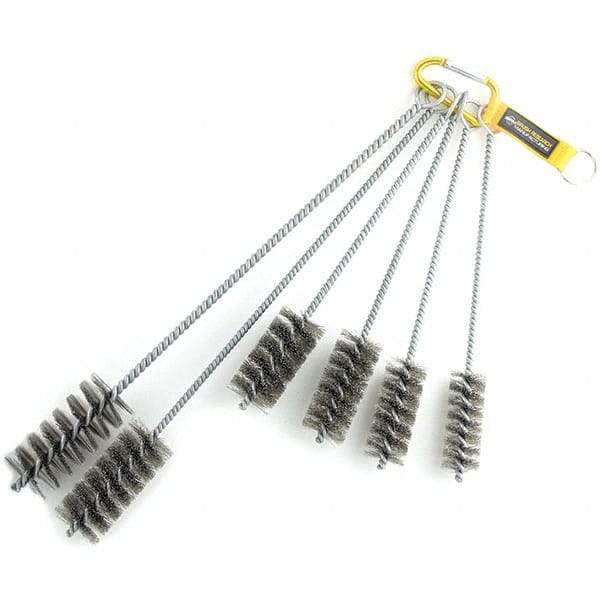 Brush Research Mfg. - 1-3/4" Diam Helical Stainless Steel Tube Brush - Single Spiral, 0.012" Filament Diam, 0.012" Brush Length, 18" OAL, 0.292" Diam Galvanized Steel Shank - Exact Industrial Supply