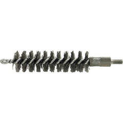 Brush Research Mfg. - 5/16" Diam Helical Stainless Steel Tube Brush - Single Spiral, 0.004" Filament Diam, 2" Brush Length, 2-9/16" OAL, 0.14" Diam Galvanized Steel Shank - Exact Industrial Supply
