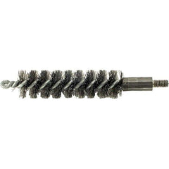 Brush Research Mfg. - 19/32" Diam Helical Steel Tube Brush - Single Spiral, 0.006" Filament Diam, 2" Brush Length, 2-9/16" OAL, 0.14" Diam Galvanized Steel Shank - Exact Industrial Supply