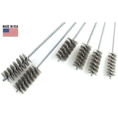 Brush Research Mfg. - 3" Diam Helical Stainless Steel Tube Brush - Single Spiral, 0.012" Filament Diam, 0.012" Brush Length, 18" OAL, 0.292" Diam Galvanized Steel Shank - Exact Industrial Supply