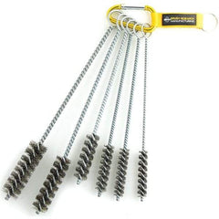 Brush Research Mfg. - 1" Diam Helical Stainless Steel Tube Brush - Single Spiral, 0.01" Filament Diam, 0.01" Brush Length, 12" OAL, 0.245" Diam Galvanized Steel Shank - Exact Industrial Supply