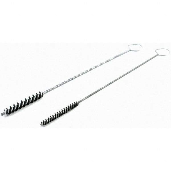 Brush Research Mfg. - 5/16" Diam Helical Nylon Tube Brush - Single Spiral, 0.005" Filament Diam, 2" Brush Length, 10" OAL, 0.14" Diam Galvanized Steel Shank - Exact Industrial Supply