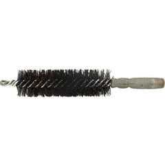 Brush Research Mfg. - 11/32" Diam Helical Nylon Tube Brush - Single Spiral, 0.01" Filament Diam, 2" Brush Length, 2-9/16" OAL, 0.14" Diam Galvanized Steel Shank - Exact Industrial Supply