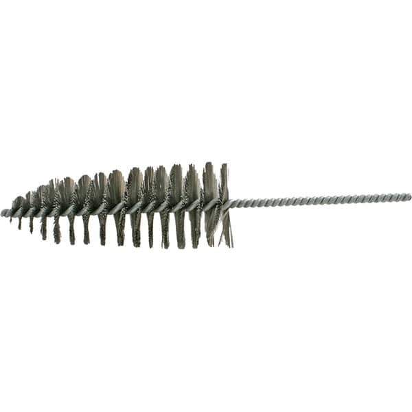 Brush Research Mfg. - 2-1/2" Diam Helical Steel Tube Brush - Single Spiral, 0.012" Filament Diam, 6-1/2" Brush Length, 12" OAL, 0.292" Diam Galvanized Steel Shank - Exact Industrial Supply