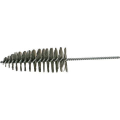 Brush Research Mfg. - 2-1/2" Diam Helical Steel Tube Brush - Single Spiral, 0.012" Filament Diam, 6-1/2" Brush Length, 12" OAL, 0.292" Diam Galvanized Steel Shank - Exact Industrial Supply