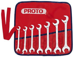 Proto - 7 Piece, 3/8" to 7/8", Open End Wrench Set - Inch Measurement Standard, Full Polish Finish, Comes in Nylon Roll - Exact Industrial Supply