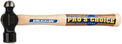 Vaughan Bushnell - 1 Lb Head Ball Pein Hammer - Hickory Handle, 13-3/4" OAL - Exact Industrial Supply