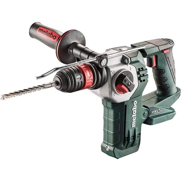 Metabo - 18 Volt 1" SDS-Plus Keyless Chuck Cordless Rotary Hammer - 4500 BPM, 1200 RPM, Reversible, D-Handle - Exact Industrial Supply