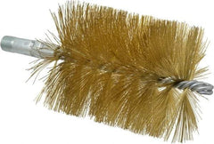 Schaefer Brush - 4-1/2" Brush Length, 3-1/2" Diam, Double Stem, Single Spiral Tube Brush - 8" Long, Brass, 1/4" NPSM Male Connection - Exact Industrial Supply