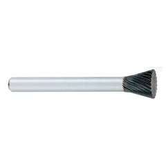 ‎SN-1 -1/4 × 5/16 LOC × 1/4 Shank × 2 OAL Inverted Taper Carbide Medium Right Hand Spiral Burr - Exact Industrial Supply