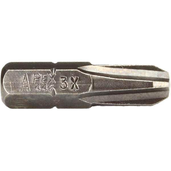 Apex - #3, Insert Phillips Screwdriver Bit - 1/4" Drive, - Exact Industrial Supply