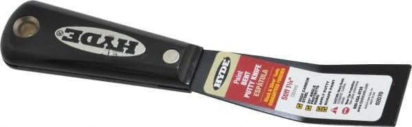 Hyde Tools - 1-1/4" Wide Steel Putty Knife - Stiff, Nylon Handle, 7.6" OAL - Exact Industrial Supply
