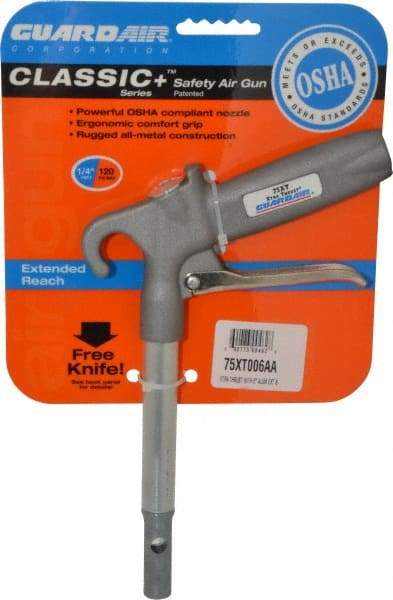 Guardair - 120 Max psi Pistol Grip Blow Gun - 1/4 NPT, 6" Tube Length, Aluminum - Exact Industrial Supply