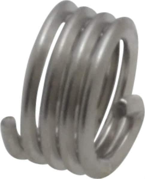 Recoil - #10-32 UNF, 0.19" OAL, Free Running Helical Insert - 4-1/8 Free Coils, Tanged, Stainless Steel, Bright Finish, 1D Insert Length - Exact Industrial Supply