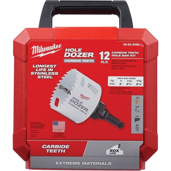 Milwaukee Tool - Hole Saw Kits Minimum Saw Diameter (Inch): 7/8 Maximum Saw Diameter (Inch): 2-1/2 - Exact Industrial Supply