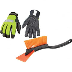 Gloves: Size M, Micro-Fleece-Lined, Microfleece & Synthetic Leather Black & High-Visibility Lime, High Visibility
