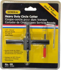 General - 1 to 6" Cutting Diam, Circle Cutter Tool - Straight Shank, 3/8" Shank Diam - Exact Industrial Supply