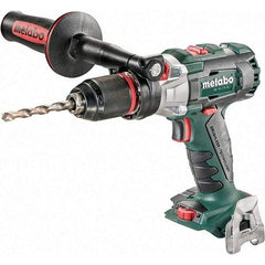 Metabo - 18 Volt 1/16 to 1/2" Keyless Chuck Cordless Hammer Drill - 32300 BPM, 500 to 1,850 RPM, Reversible, Pistol Grip Handle - Exact Industrial Supply