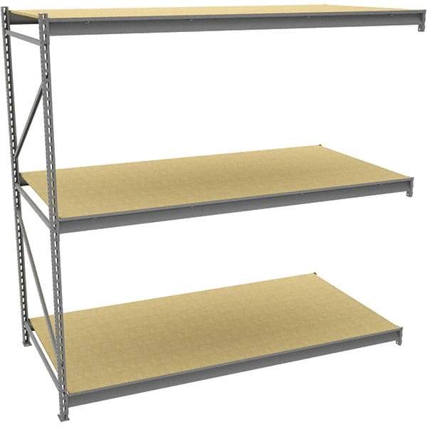 Tennsco - 3 Shelf Add-On Particle Board Open Steel Shelving - 48" Wide x 96" High x 36" Deep, Medium Gray - Exact Industrial Supply