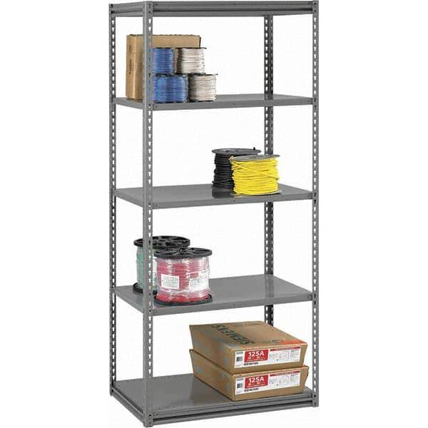 Tennsco - 5 Shelf Starter Open Steel Shelving - 48" Wide x 84" High x 12" Deep, Medium Gray - Exact Industrial Supply