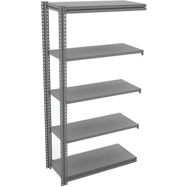 Tennsco - 5 Shelf Add-On Open Steel Shelving - 36" Wide x 84" High x 18" Deep, Medium Gray - Exact Industrial Supply