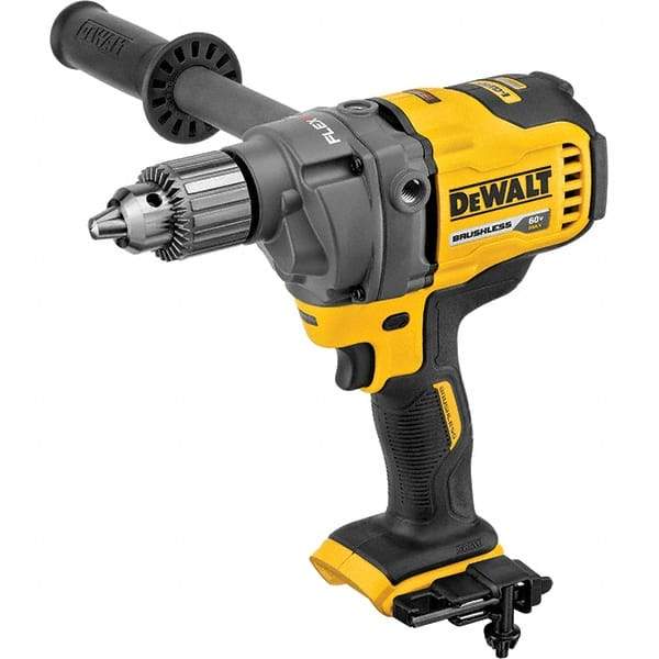 DeWALT - 60 Volt 1/2" Chuck Mid-Handle Cordless Drill - 600 RPM, Keyed Chuck, Reversible, Lithium-Ion Batteries Not Included - Exact Industrial Supply