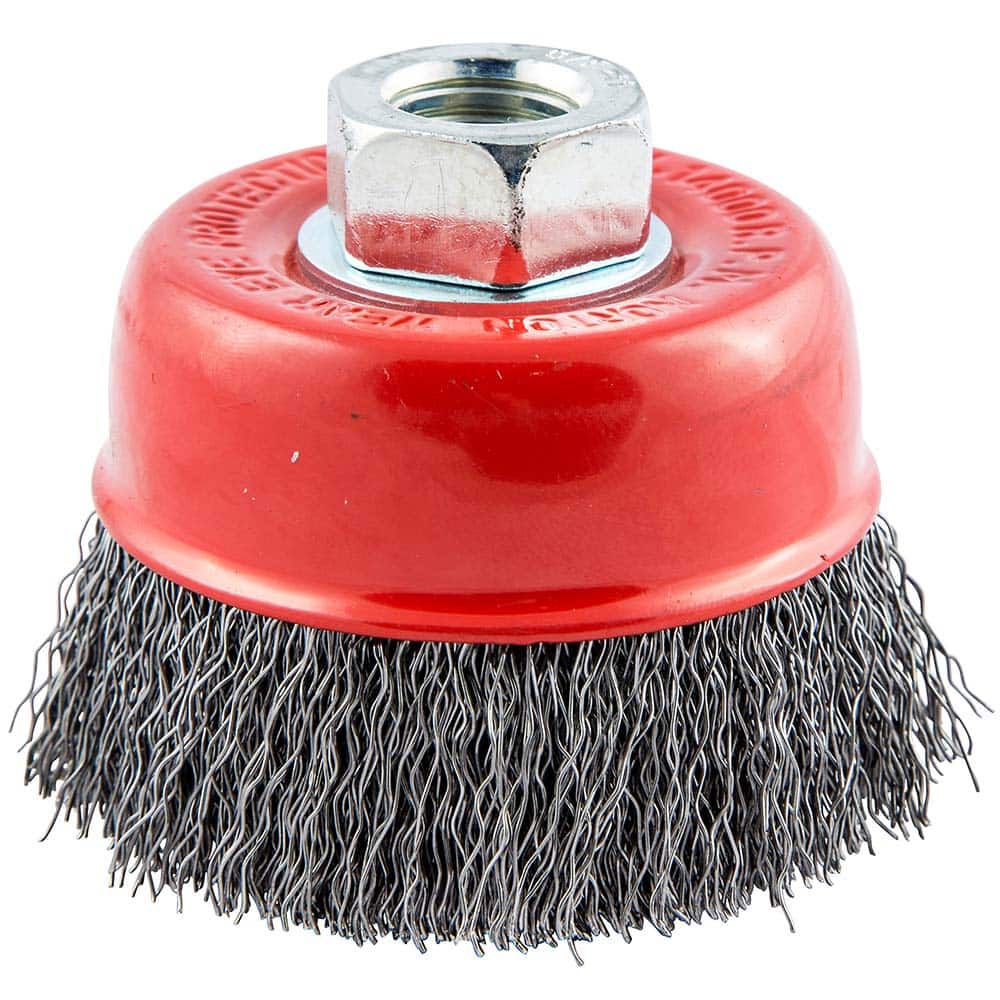 Norton - 2-3/4" Diam 5/8-11 Threaded Arbor Carbon Steel Fill Cup Brush - Exact Industrial Supply