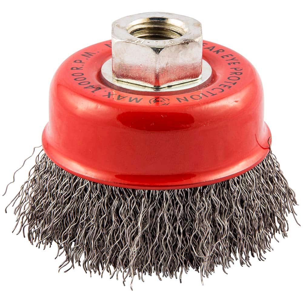 Norton - 3" Diam 5/8-11 Threaded Arbor Carbon Steel Fill Cup Brush - Exact Industrial Supply