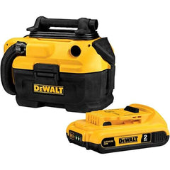 DeWALT - 2 Gal Plastic Tank, Electric & Battery Powered Wet/Dry Vacuum - 120 VAC & 18/20 Volt, 5' Hose Fitting, Cordless, HEPA Filter, Accessories Included - Exact Industrial Supply