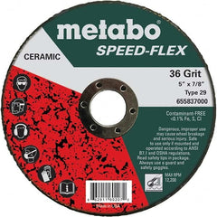 Metabo - 5" Diam, 7/8" Hole, 36 Grit Ceramic Alumina Fiber Disc - Exact Industrial Supply