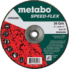 Metabo - 6" Diam, 5/8-11 Hole, 36 Grit Ceramic Alumina Fiber Disc - Exact Industrial Supply