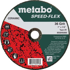 Metabo - 7" Diam, 7/8" Hole, 36 Grit Ceramic Alumina Fiber Disc - Exact Industrial Supply