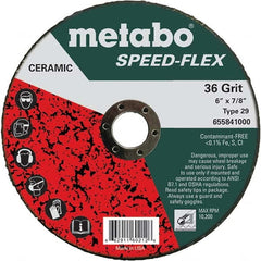 Metabo - 6" Diam, 7/8" Hole, 36 Grit Ceramic Alumina Fiber Disc - Exact Industrial Supply