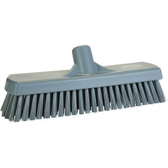 Vikan - 1.7" Bristle Length, Polyester Scrub Brush - 11-1/4" Long x 3" Wide Head, 11-1/4" OAL, Gray, Polypropylene Block - Exact Industrial Supply