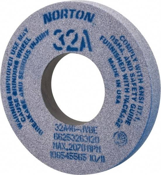 Norton - 12" Diam x 5" Hole x 1-1/2" Thick, J Hardness, 46 Grit Surface Grinding Wheel - Aluminum Oxide, Type 1, Coarse Grade, 2,070 Max RPM, Vitrified Bond, No Recess - Exact Industrial Supply