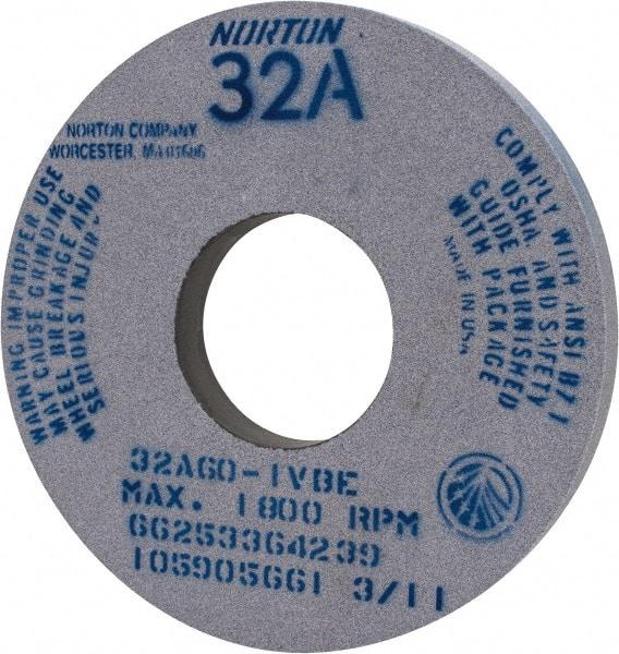 Norton - 14" Diam x 5" Hole x 1-1/2" Thick, I Hardness, 60 Grit Surface Grinding Wheel - Aluminum Oxide, Type 1, Medium Grade, 1,800 Max RPM, Vitrified Bond, No Recess - Exact Industrial Supply