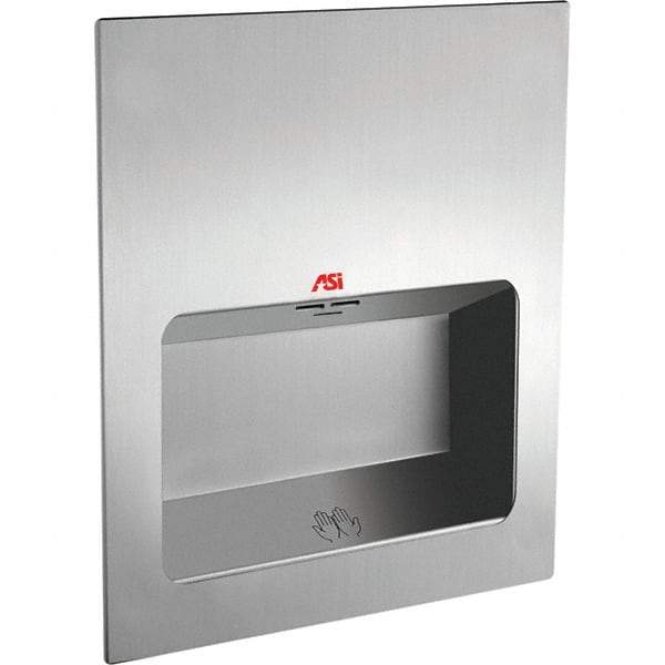 ASI-American Specialties, Inc. - 1000 Watt Satin Stainless Steel Finish Electric Hand Dryer - 208-240 Volts, 5.2 Amps, 12-19/32" Wide x 15-3/4" High x 4-1/16" Deep - Exact Industrial Supply