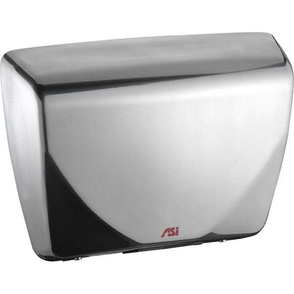 ASI-American Specialties, Inc. - 2200 Watt Satin Stainless Steel Finish Electric Hand Dryer - 100-240 Volts, 18.3 Amps, 14-7/16" Wide x 10-13/16" High x 3-15/16" Deep - Exact Industrial Supply