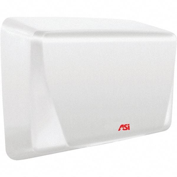 ASI-American Specialties, Inc. - 1000 Watt White Finish Electric Hand Dryer - 208-240 Volts, 5.2 Amps, 10-5/8" Wide x 8-15/32" High x 4" Deep - Exact Industrial Supply