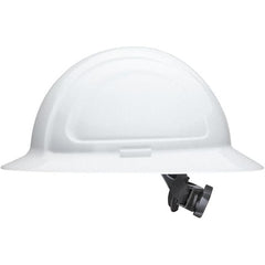 Hard Hat: Class C, G & E, 4-Point Suspension White, HDPE, Slotted